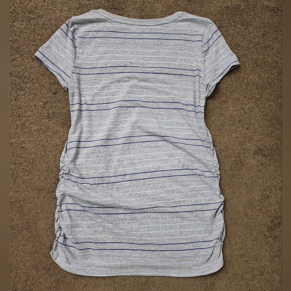 Grey/Blue Striped Ruched Side Maternity Tee, Women's Large (Maternity) - Picture 3 of 6